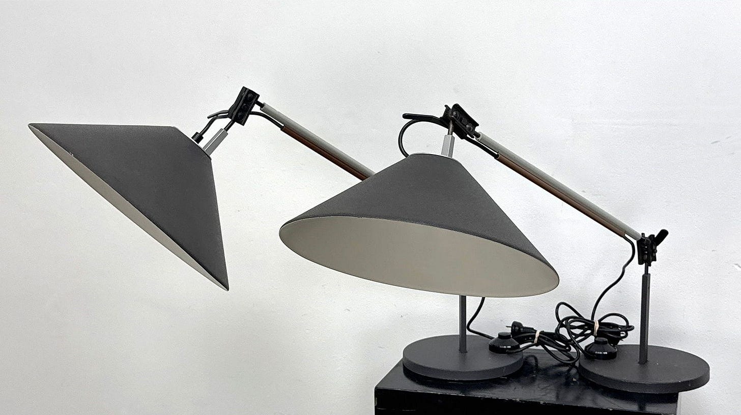Pair Lamps by Enzo Mari and Giancarlo Fassina for Artemide Aggregato Tavolo articulated task table l