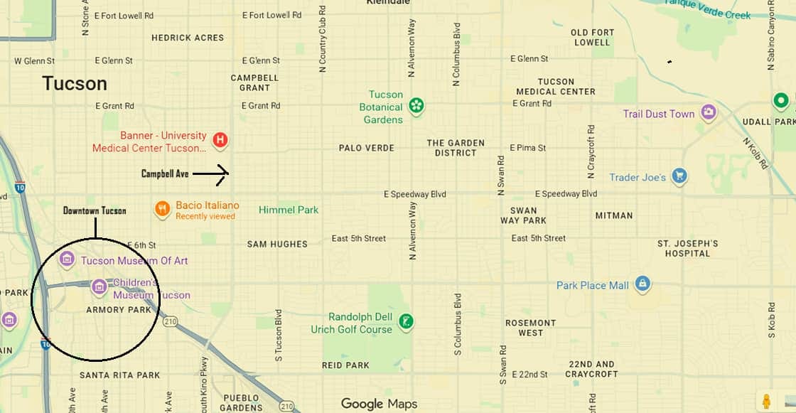 map of the main streets in Tucson Arizona, beginning from downtown map of the main streets in Tucson Arizona, beginning from downtown