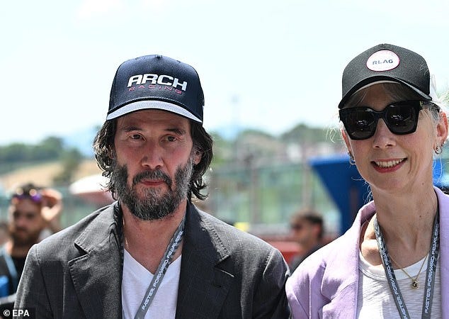 Keanu Reeves and Alexandra Grant enjoyed a date day at the Motorcycling Grand Prix of Italy on Sunday following rumours the couple had married