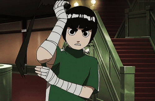 Rock Lee shows off his nunchaku skills at the chunin exams (Naruto, 2002)