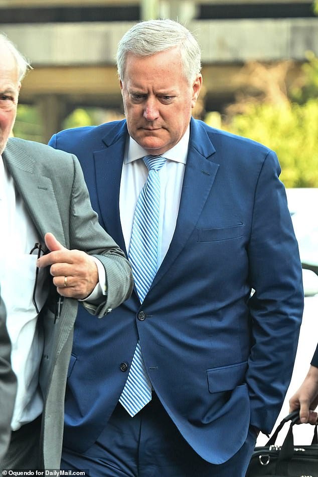 Fellow defendant Mark Meadows (pictured arrived at the Fulton County courthouse Monday, where he attempted to move his 2020 election subversion case out of Georgia and to federal court, where jurors may be more forgiving Fellow defendant Mark Meadows (pictured arrived at the Fulton County courthouse Monday, where he attempted to move his 2020 election subversion case out of Georgia and to federal court, where jurors may be more forgiving