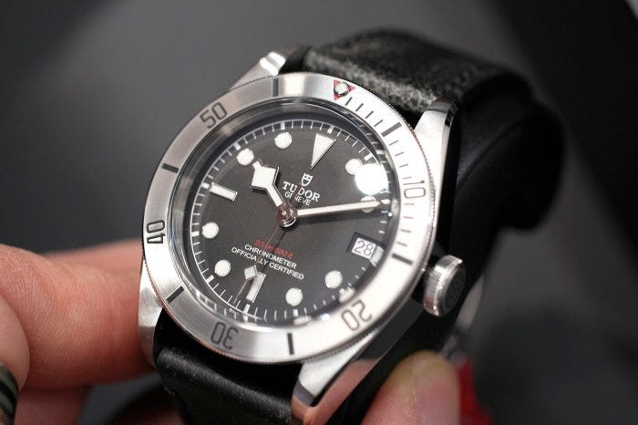 Tudor Black Bay Steel on leather strap