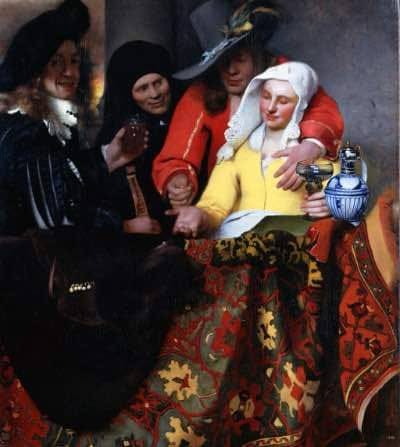 The Procuress by Johannes Vermeer, 1656. The man on the left is thought to be Vermeer’s only self-portrait.