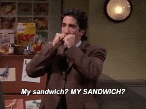 ross geller my sandwich red ross gif