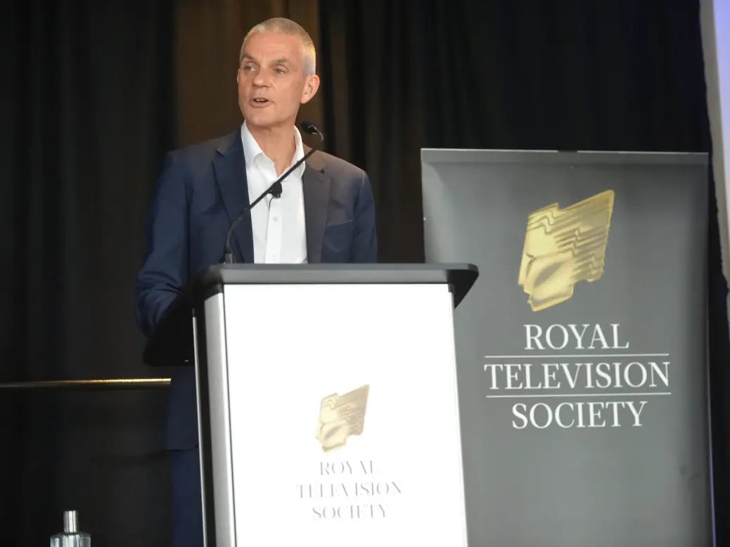 BBC Director-General Tim Davie gives a speech on the future of the corporation at an event hosted by the Royal Television Society. Davie disagreed with charges that the BBC is harming commercial local rivals, arguing it is not taking ad pounds out of the market. BBC Director-General Tim Davie gives a speech on the future of the corporation at an event hosted by the Royal Television Society. Davie disagreed with charges that the BBC is harming commercial local rivals, arguing it is not taking ad pounds out of the market.