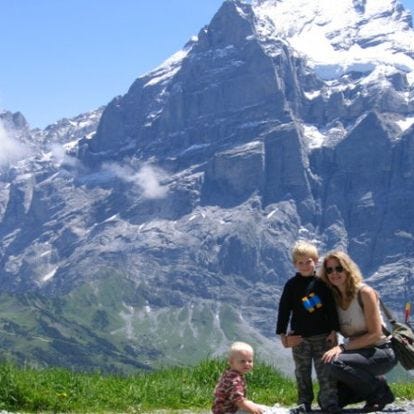 heather with boys in the alps