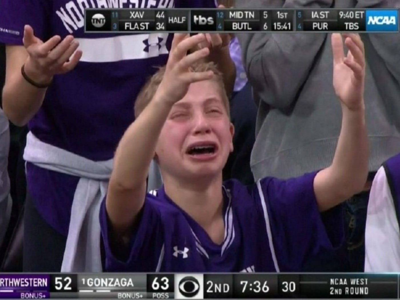 March Madness: How an invested young fan, and a million memes later created  the Crying Northwestern Kid - Inside NU