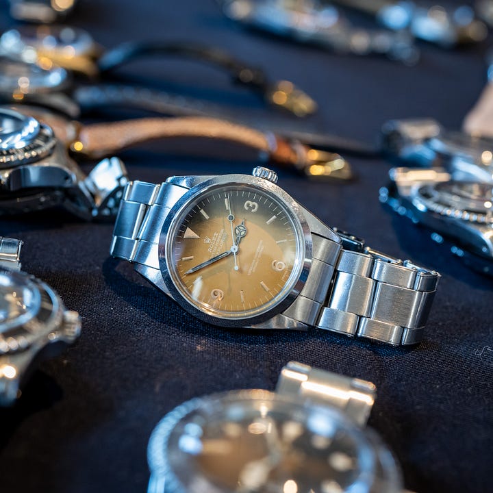 Two tropical Rolex Explorer 1016 watches.