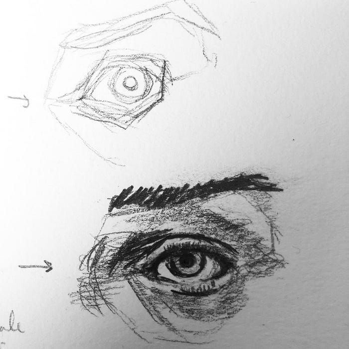 Pencil drawing of an eye.