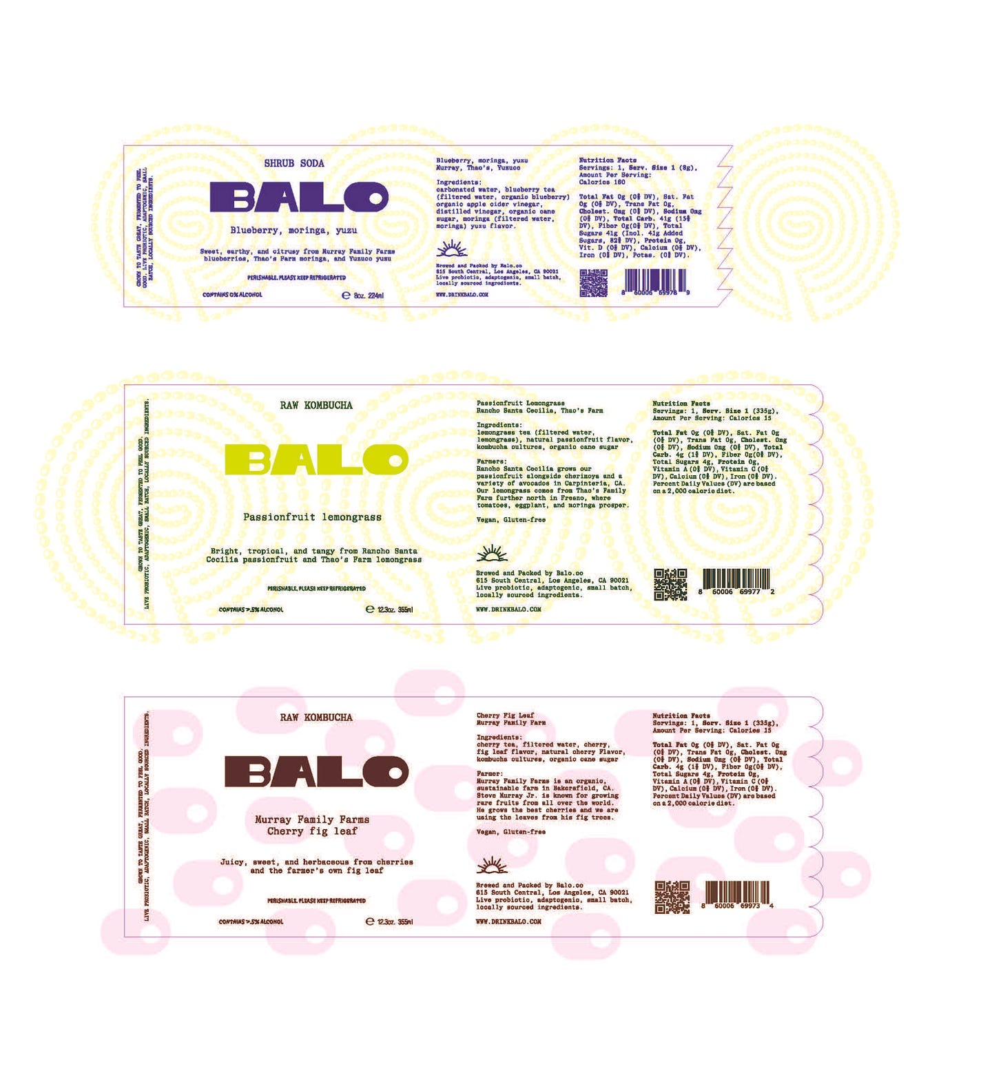 Brand-new Balo labels, designed by Scott Barry