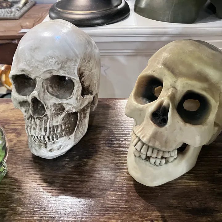 Skeletons in trees, scary decorations in Lake Oswego