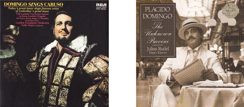 Plácido Domingo’s tributes to Caruso (left) and Puccini (right) Plácido Domingo’s tributes to Caruso (left) and Puccini (right)