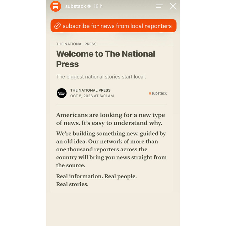 Le storie di Substack su Instragram in cui lancia questa nuova pubblicazione
