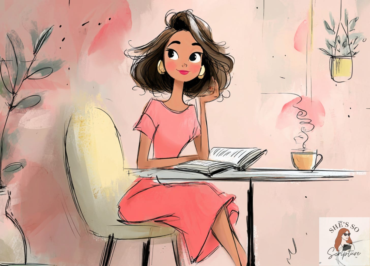 Watercolor-style illustration of a woman studying Scripture with heavy burdens laid beside her, symbolizing God’s faithfulness in overwhelming circumstances.