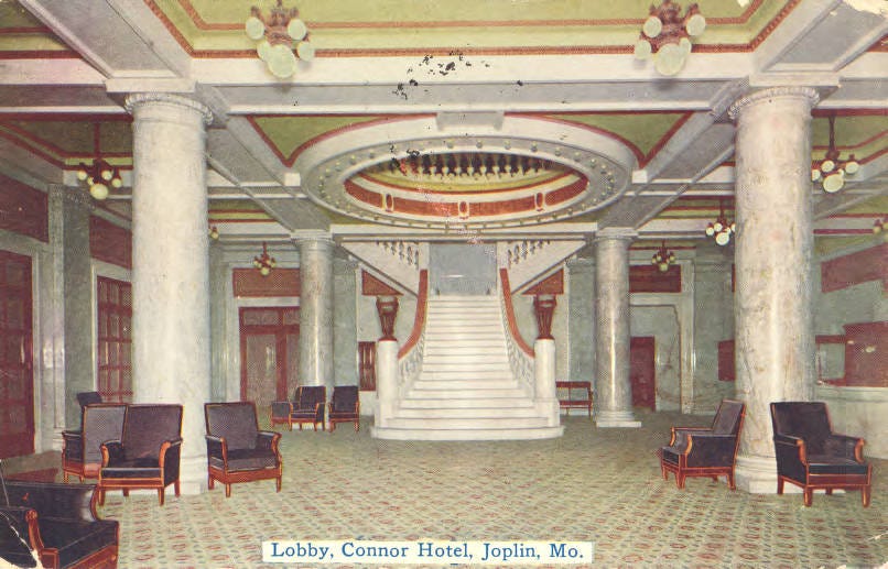 Connor Hotel, lobby (colorized) Connor Hotel, lobby (colorized)