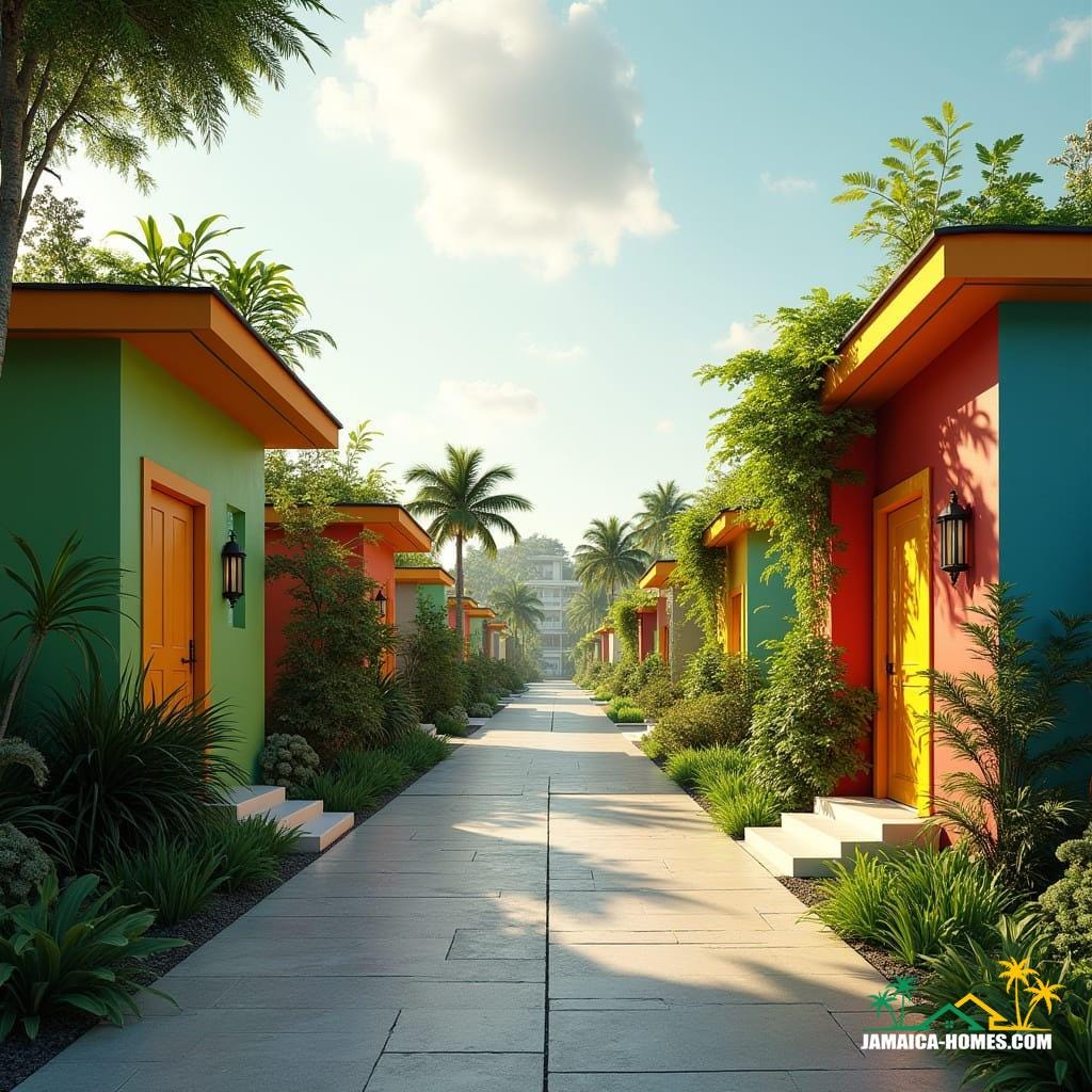 Futuristic neighborhood in Kingston, Jamaica, 2040