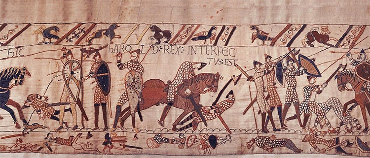 Harold's death scene in the Bayeux Tapestry Harold's death scene in the Bayeux Tapestry