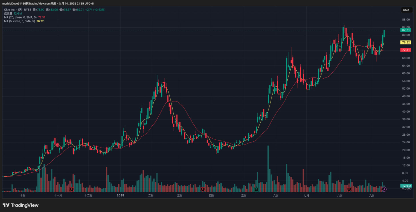 OKLO 過去一年股價表現，Source: TradingView