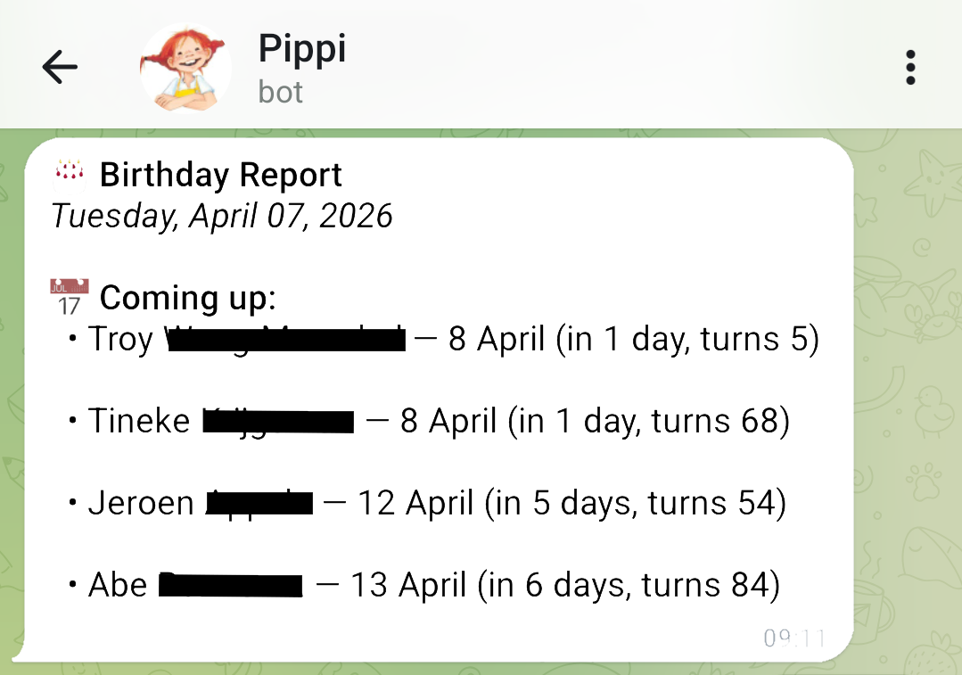 Automated AI agent birthday reminder report Automated AI agent birthday reminder report