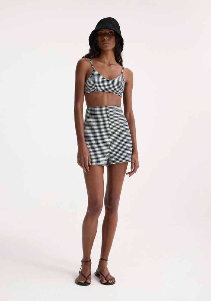 Mini gingham bralette | black gingham check
