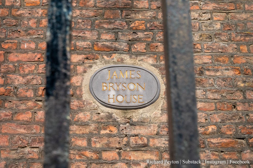 A plaque commemorating IRA man, James Bryson, on Henrietta Street, Dublin.