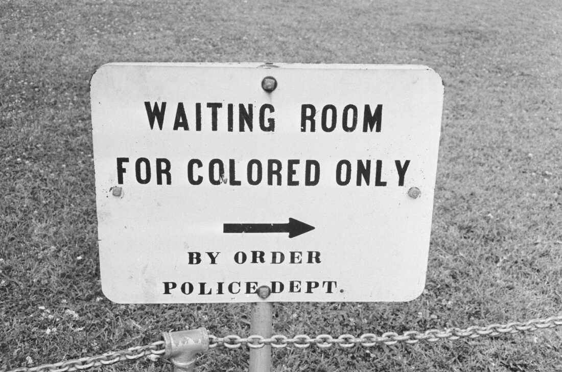 A sign in Jackson, Miss. in May 1961 reads, "Waiting Room for Colored Only" and has an arrow pointing the way. A sign in Jackson, Miss. in May 1961 reads, "Waiting Room for Colored Only" and has an arrow pointing the way.