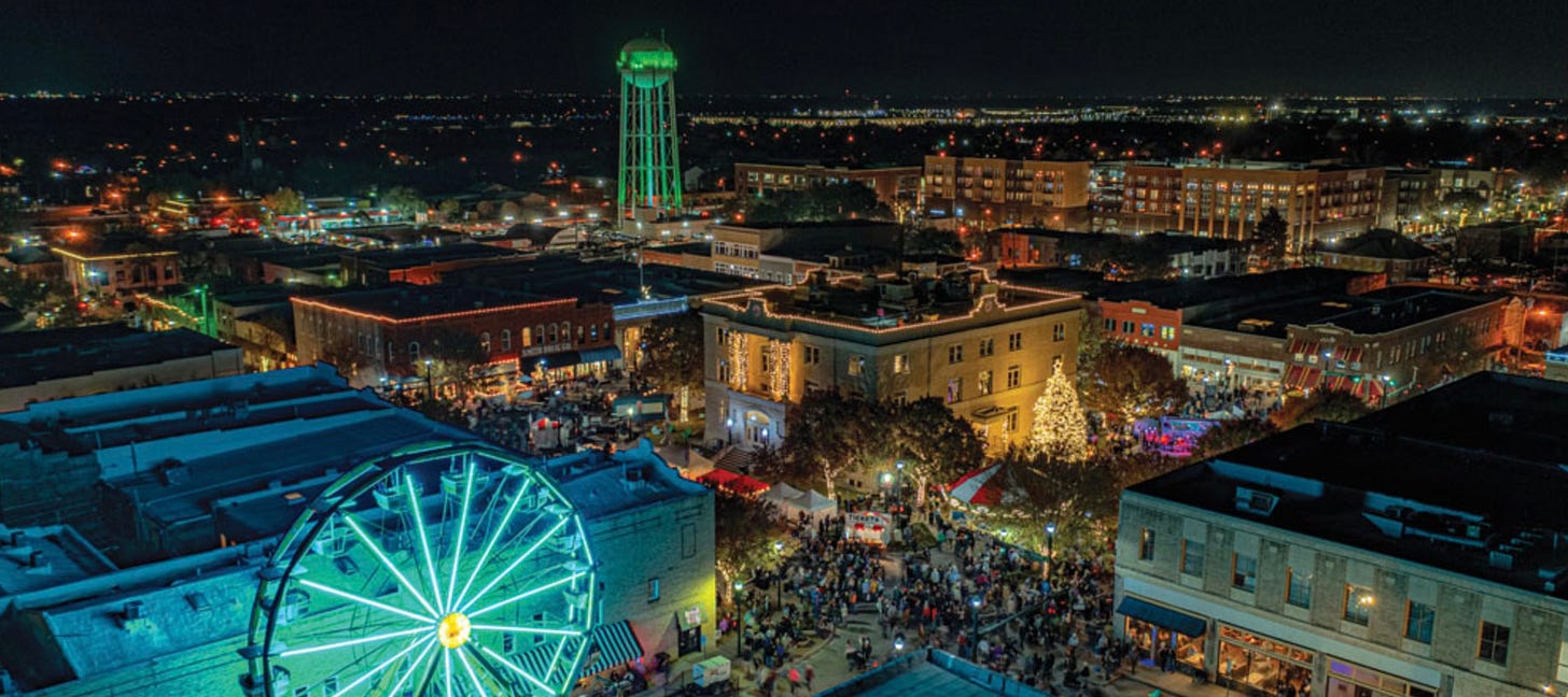 Downtown McKinney Texas at night during the holidays Downtown McKinney Texas at night during the holidays