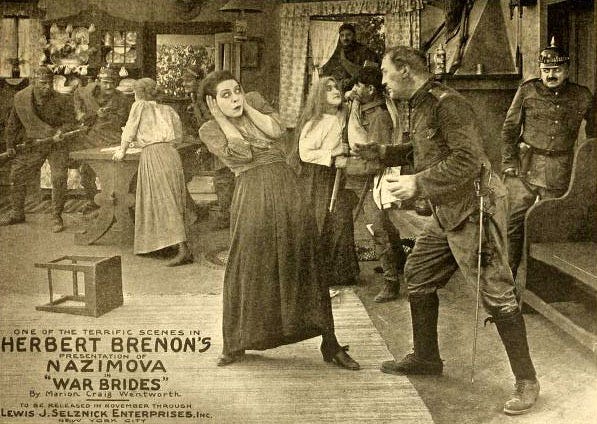 Theatrical images of women resisting soldiers and petitioning for peace