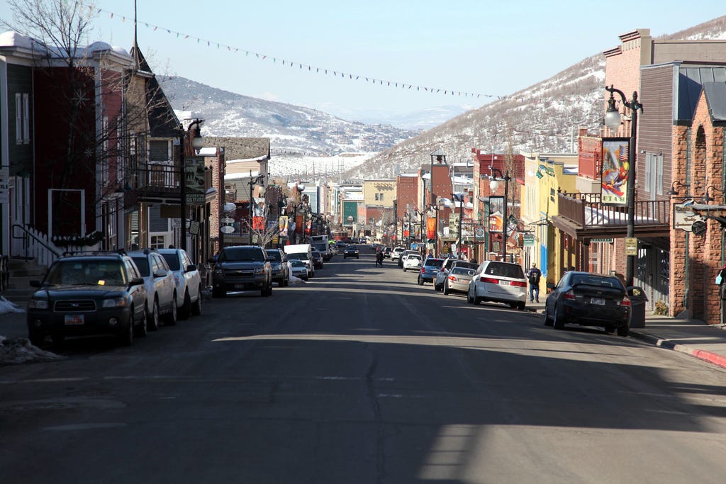 Main Street in the ski resort town of Park City, Utah Main Street in the ski resort town of Park City, Utah