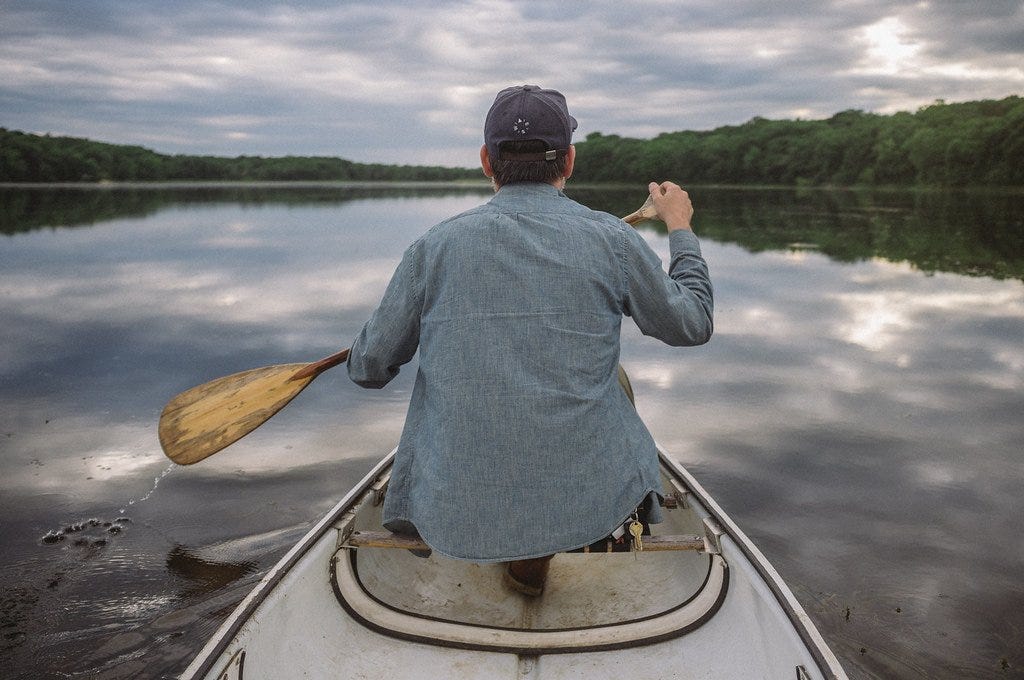 Canoeing on the lake at Camp Wandawega, Elkhorn, Wisconsin