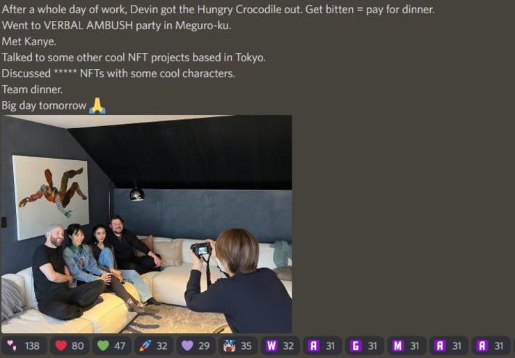 Oh yeah, we met Kanye by the way (and shilled him Galverse).