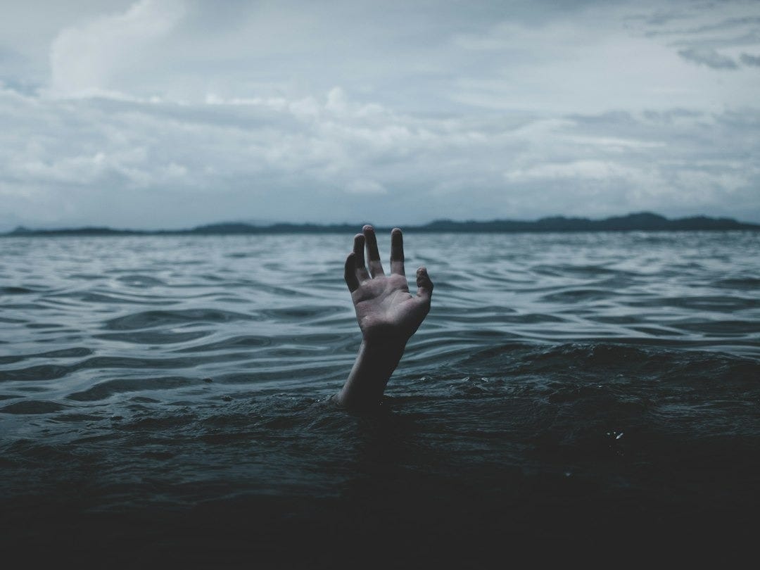 a person drowns underwater