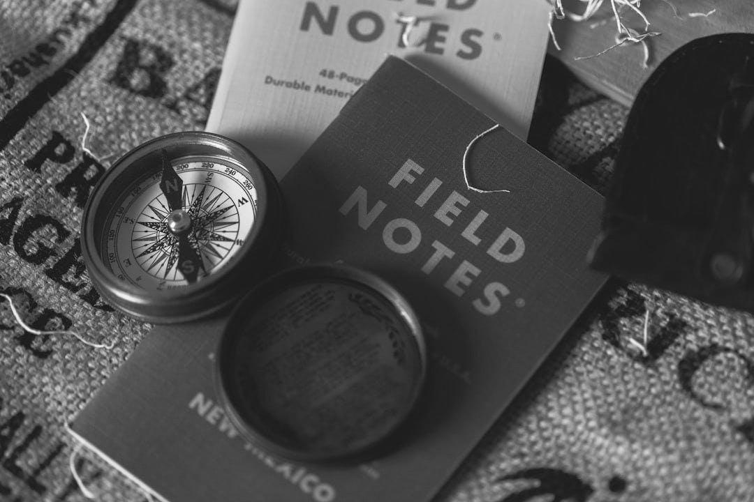 round white and black direction compass