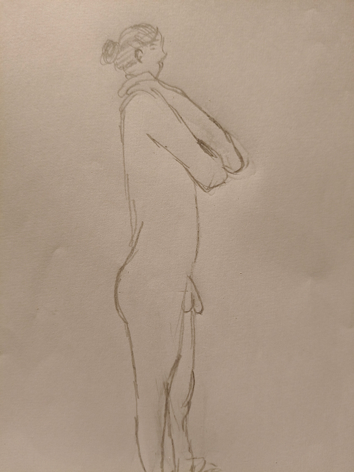 sketches of nude made in a life drawing class