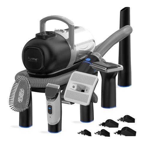 Pet vacuum grooming kit