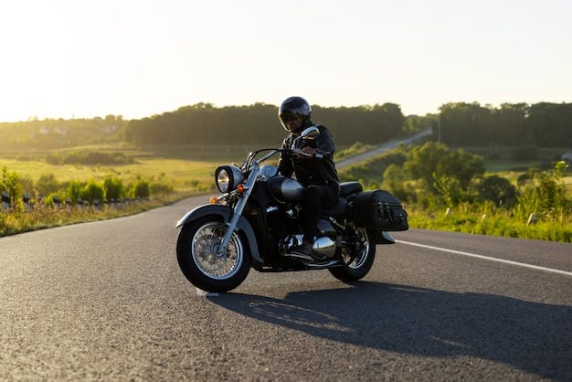 Full shot man riding a motorbike