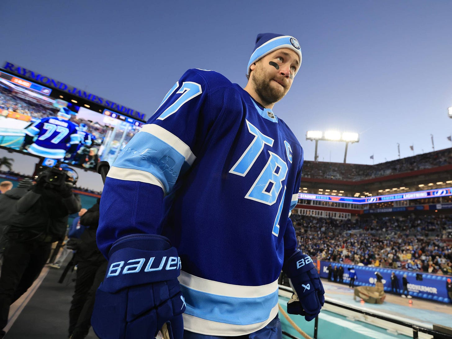 Tampa Bay Lightning defenseman Victor Hedman (77) takes the ice.
