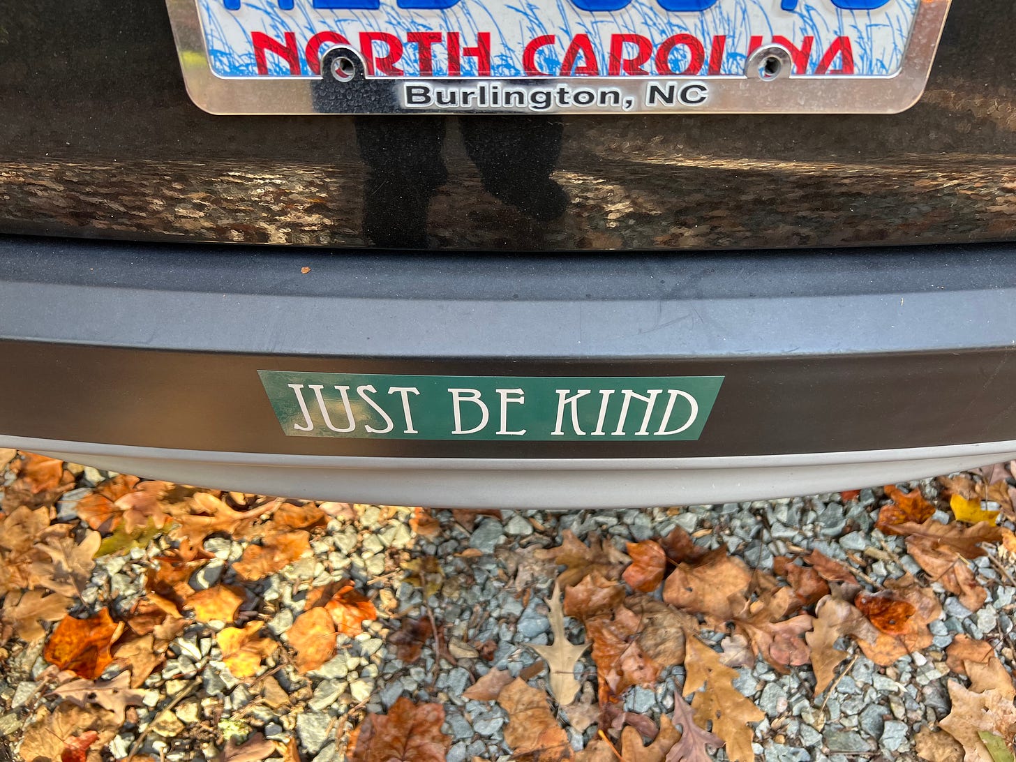 Car with Just Be Kind bumper sticker