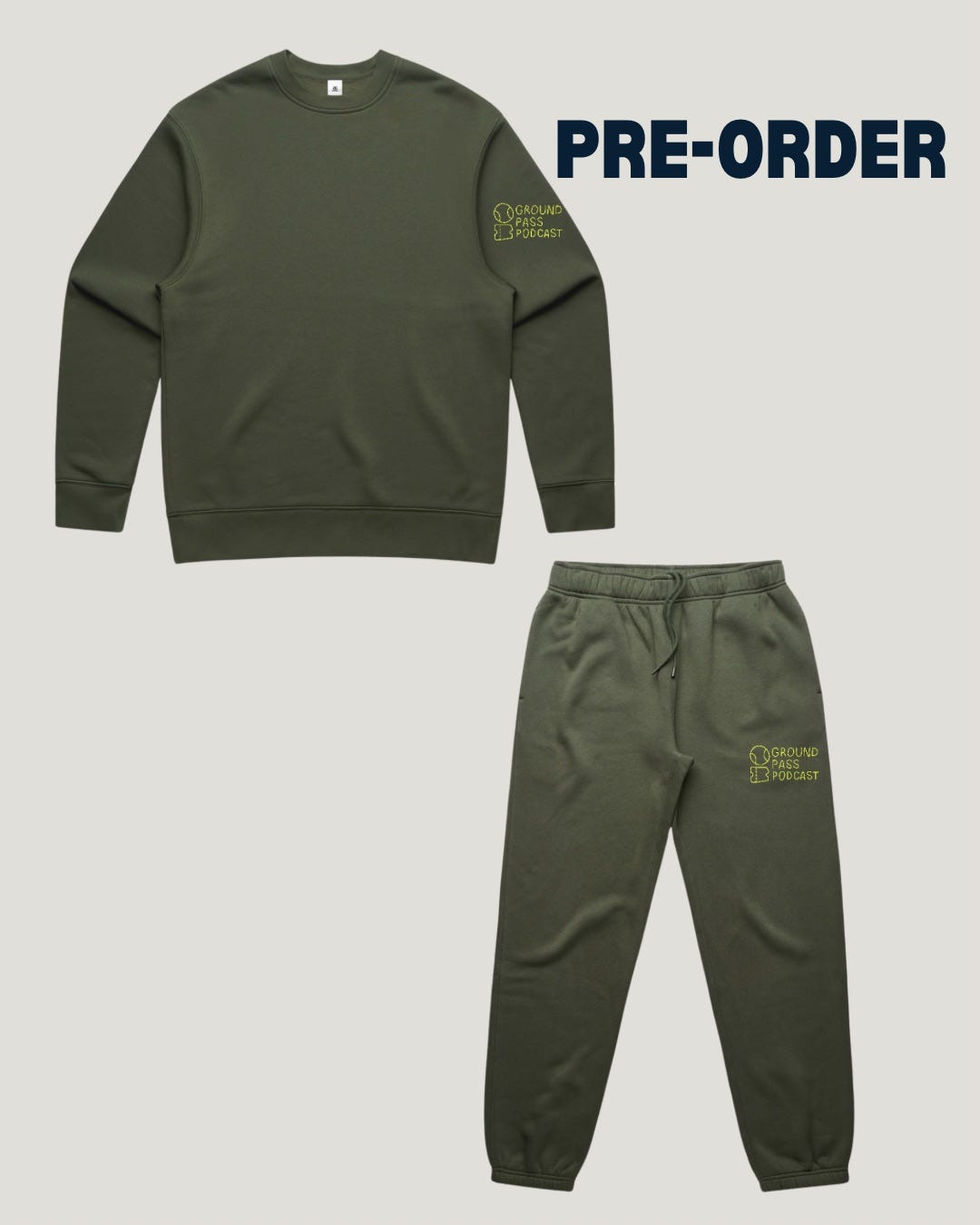 Ground Pass Podcast Sweat Suit set