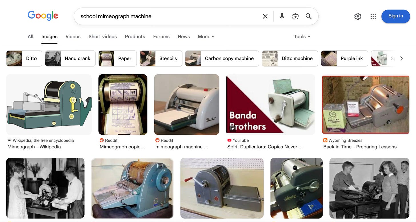 [1979] Fond memories of the long-forgotten mimeograph copy machine