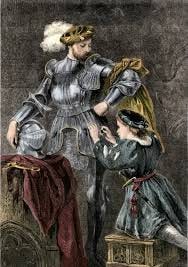 Framed Print of Medieval Squire Assisting Knight into Armor Print. Framed  Print from North Wind