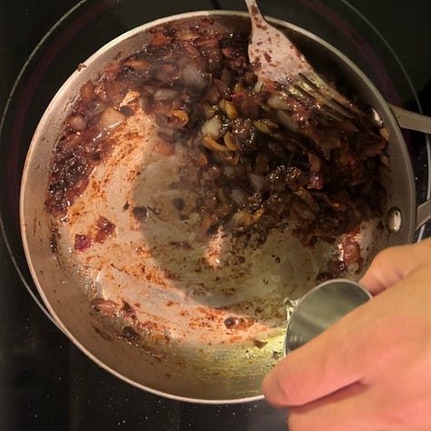 Stop motion images captured from a video showcasing how to prepare Black Garlic Onion Jam
