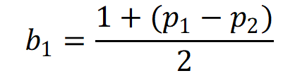 b1 = [1 + (p1 - p2)] / 2