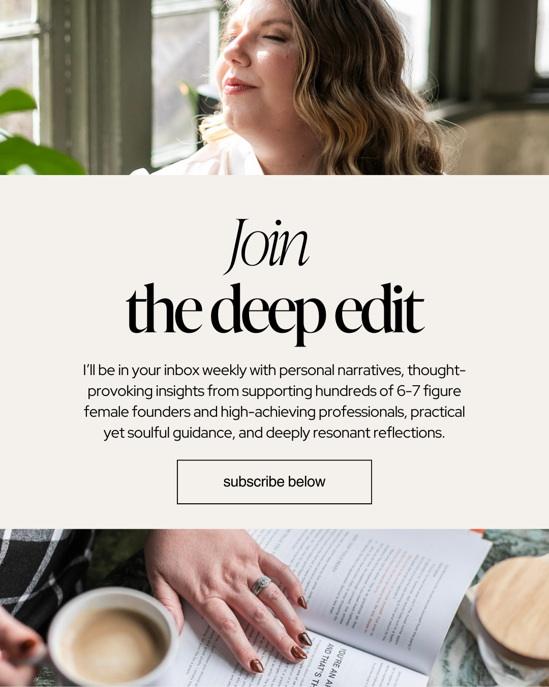 The Deep Edit is a weekly newsletter for high-functioning female founders in business that are seeking trauma-aware coaching practices to integrate into their weekly lives
