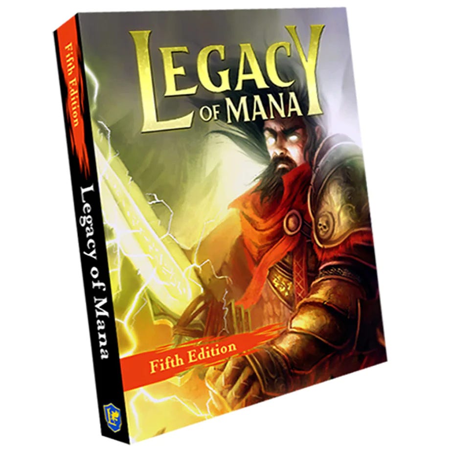 A picture of the Legacy of Manna sourcebook for fifth edition. It is very bland.