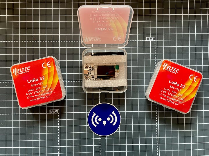 A gallery of images showing a roboticized garbage bin on wheels, the ClusterDuck protocol booth, and a series of Duck units mailed to me by the wonderful team at Owl Technologies, and the redwoods in Muir Woods.