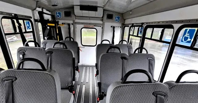 Interior of 12-14 seater bus