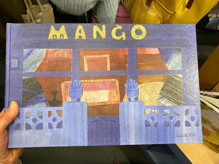 A photo of Lucia Xin's Book proposal 'Mango' and a photo of an illustration showing a girl and her teddy looking out of the window by Shannon McNeill.