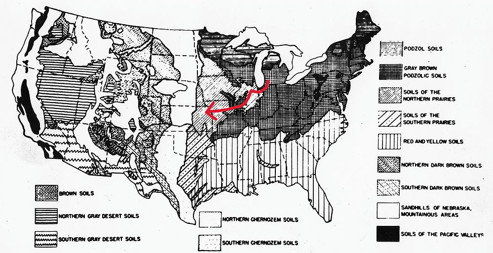 Historic map of US soil types