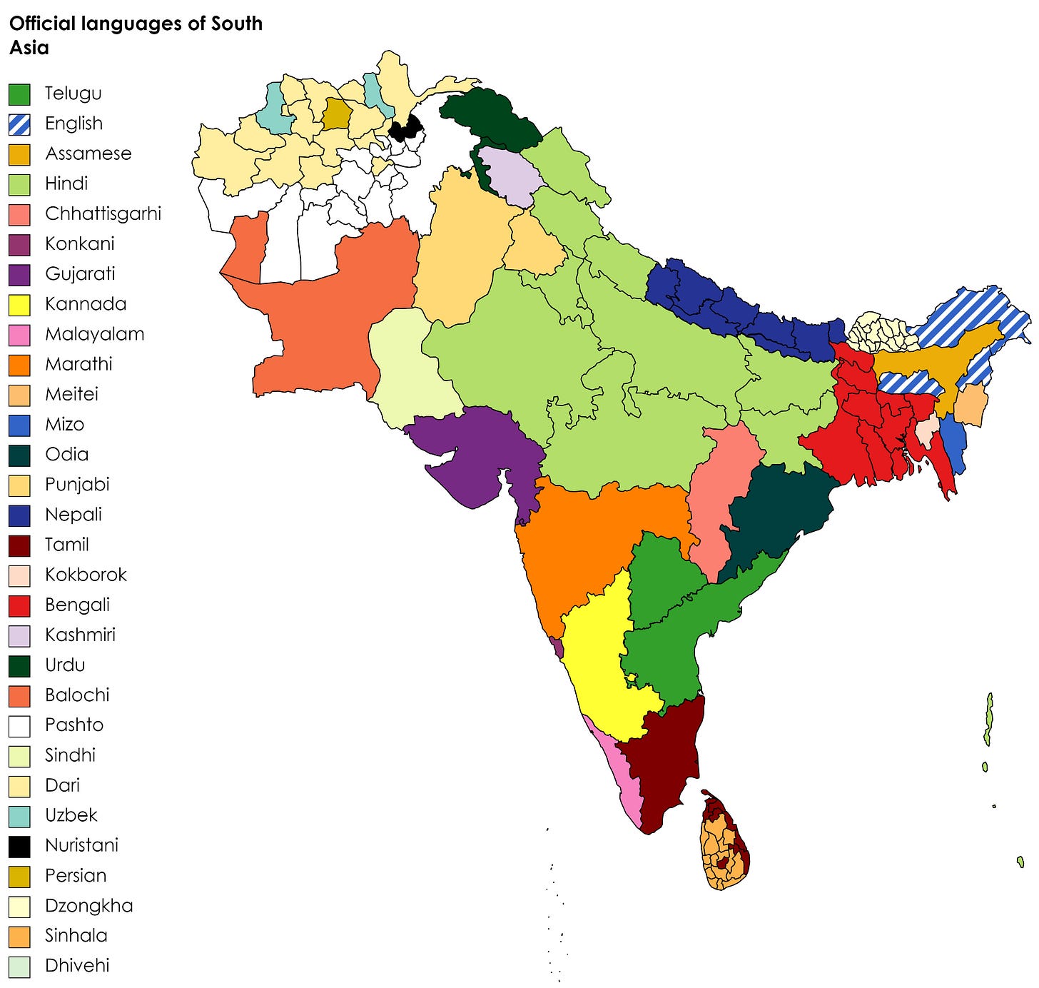 Official languages of South Asia : r/MapPorn